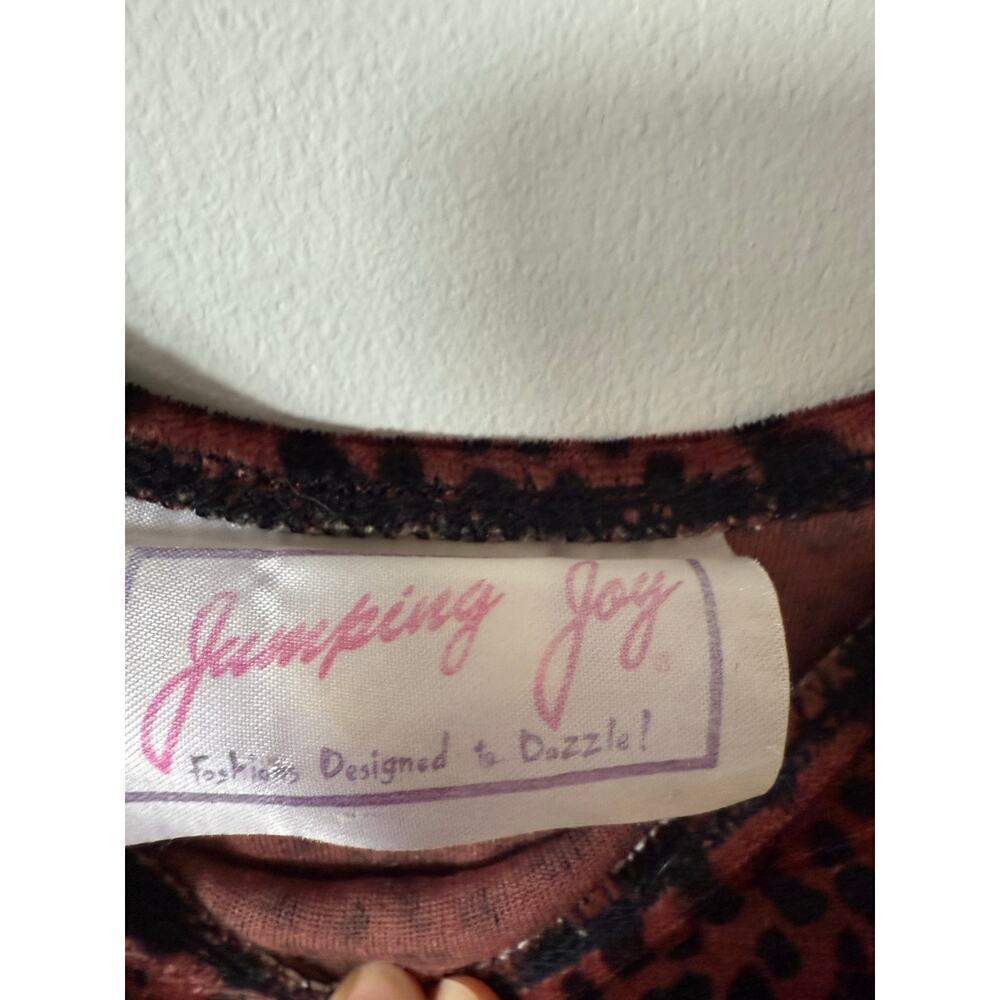 Vintage 1990s Jumping Joy Velour Leopard Jumpsuit leotard - Picture 5 of 6